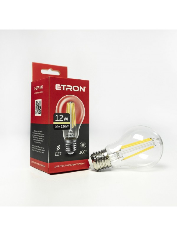 Лампа світлодіодна ETRON Filament 1-EFP-105 A60 12W 3000K E27