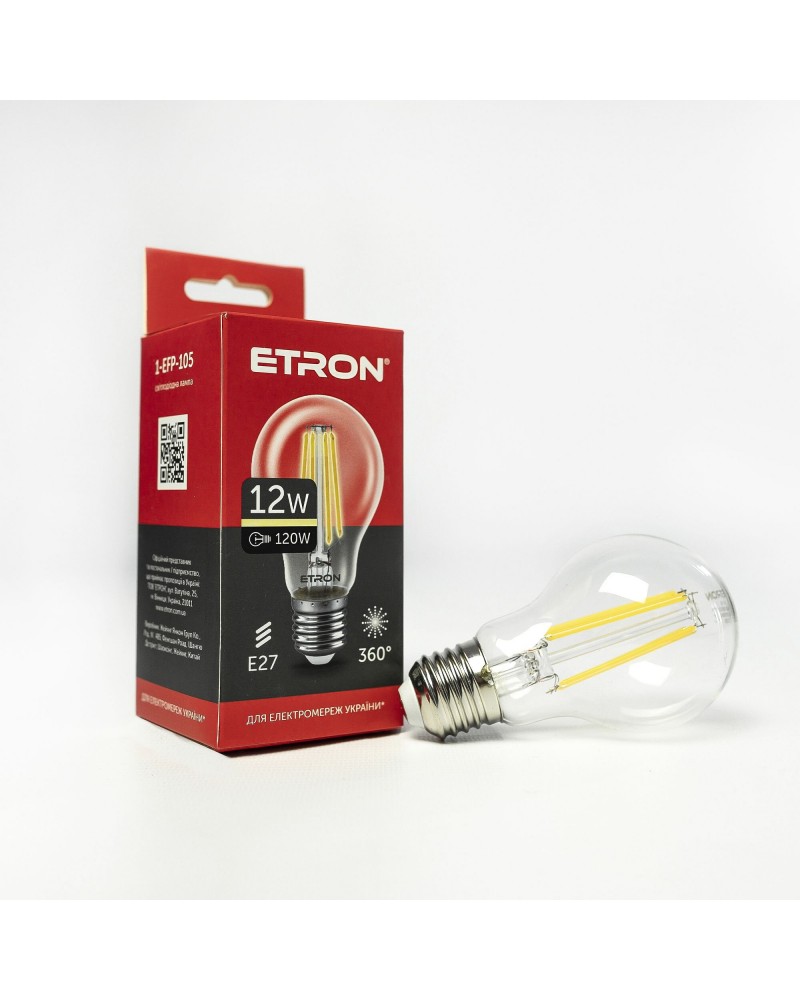 Лампа світлодіодна ETRON Filament 1-EFP-105 A60 12W 3000K E27