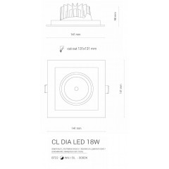 Точковий врізний світильник Nowodvorski 8722 CL DIA LED 18W 3000K WHITE/BLACK CN