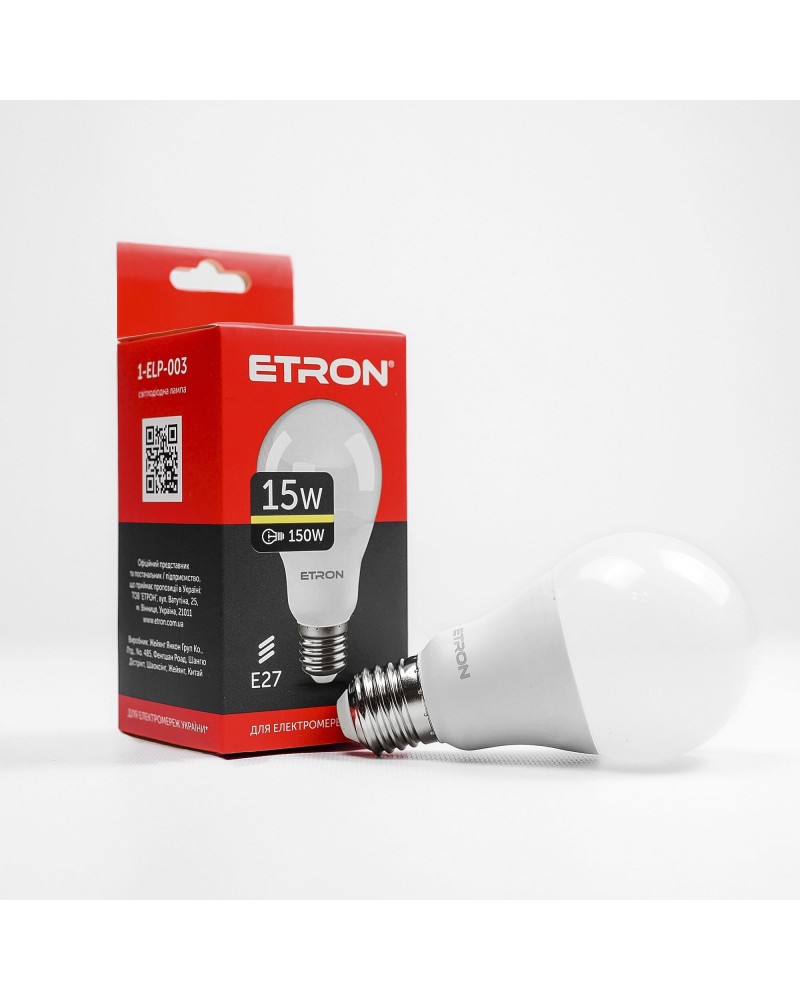 Лампа світлодіодна ETRON Light 1-ELP-003 A65 15W 3000K E27