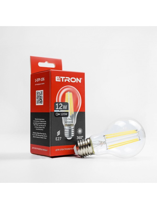 Лампа світлодіодна ETRON Filament 1-EFP-106 A60 12W 4200K E27