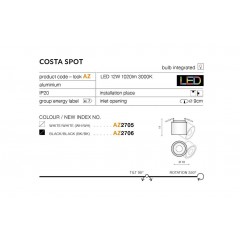 Точковий накладний світильник Azzardo AZ2705 Costa Spot