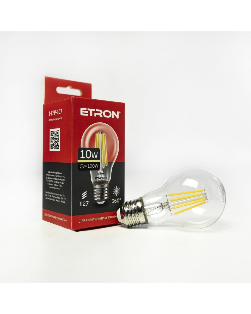 Лампа світлодіодна ETRON Filament 1-EFP-107 A60 10W 3000K E27