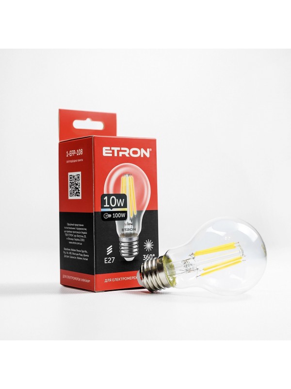 Лампа світлодіодна ETRON Filament 1-EFP-108 A60 10W 4200K E27