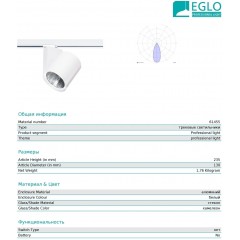 Світильник для трекової системи Eglo 61455 Ferronego 111