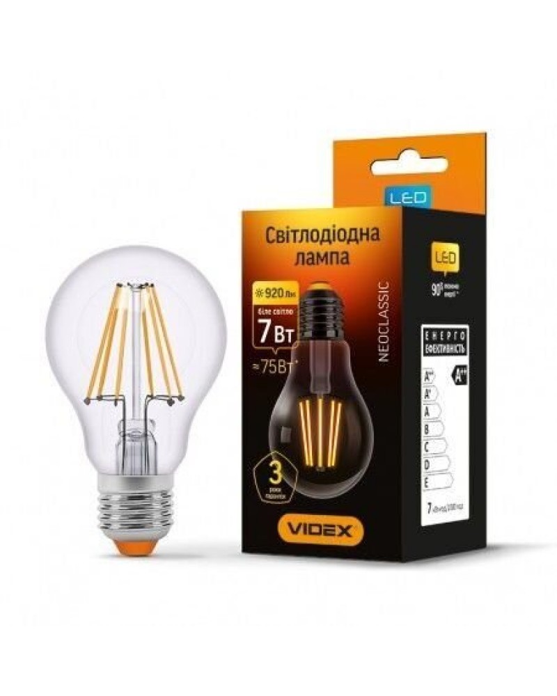 Декоративна лампа Videx Filament VL-A60F 7W E27 4100K