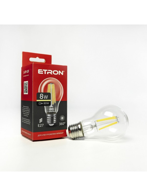 Лампа світлодіодна ETRON Filament 1-EFP-109 A60 8W 3000K E27