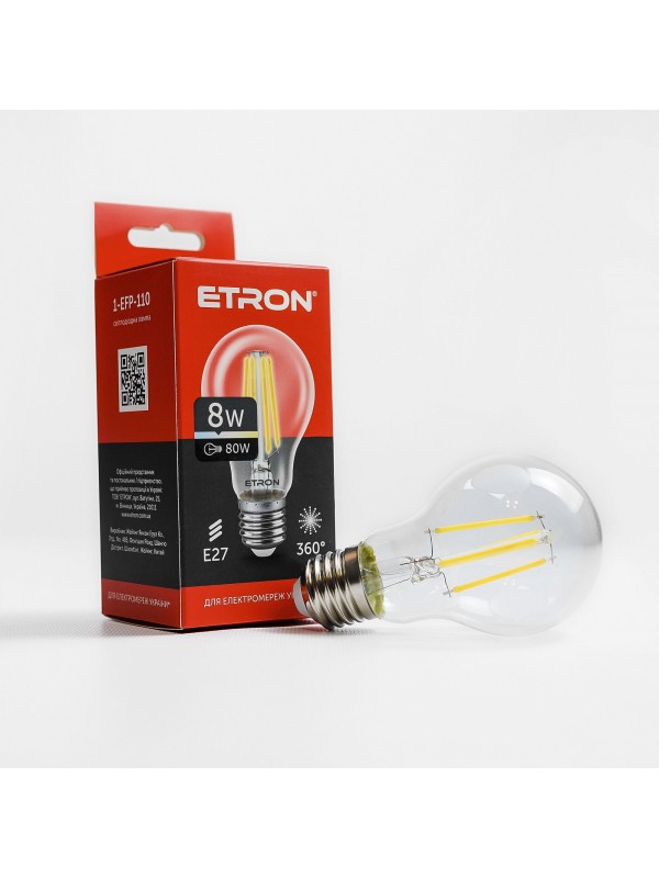 Лампа світлодіодна ETRON Filament 1-EFP-110 A60 8W 4200K E27