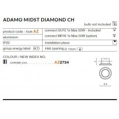 Точковий врізний світильник Azzardo AZ2734 Adamo Midst Diamond