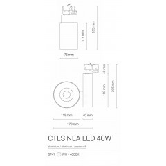 Світильник для трекової системи Nowodvorski 8747 CTLS NEA LED WHITE 40W 4000K CN