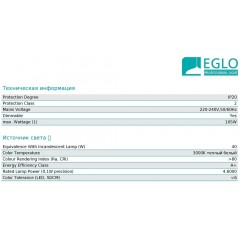 Настінний світильник Eglo 64803 Pacao